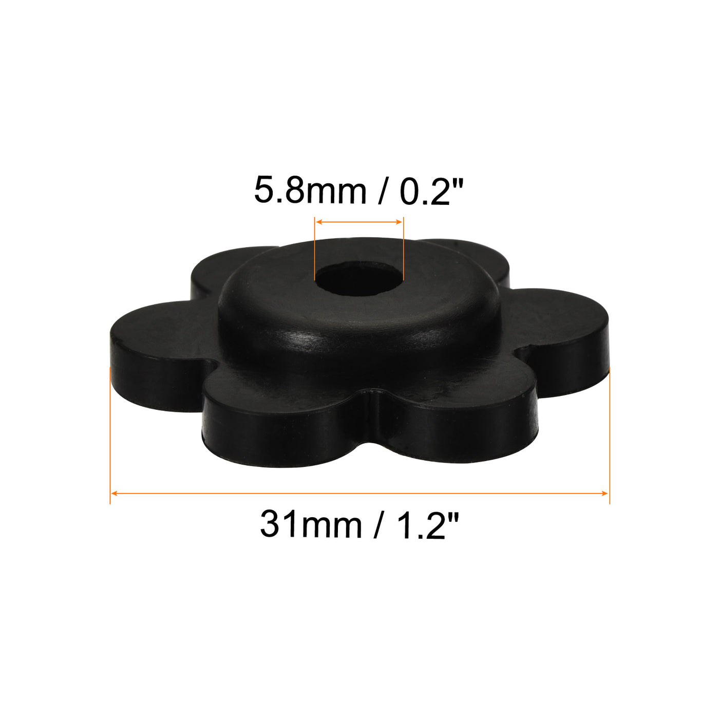 Harfington Garden Flag Stoppers, Rubber Stops Anti-Wind Accessories Flower Shape for Yard Flag Stand Poles, Black Pack of 5