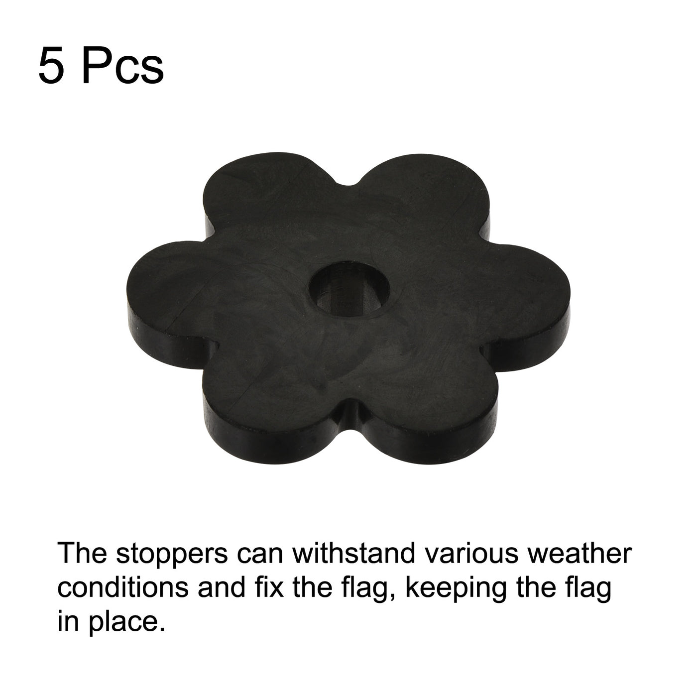 Harfington Garden Flag Stoppers, Rubber Stops Anti-Wind Accessories Flower Shape for Yard Flag Stand Poles, Black Pack of 5