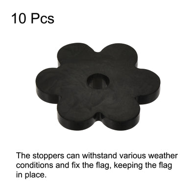 Harfington Garden Flag Stoppers, Rubber Stops Anti-Wind Accessories Flower Shape for Yard Flag Stand Poles, Black Pack of 10