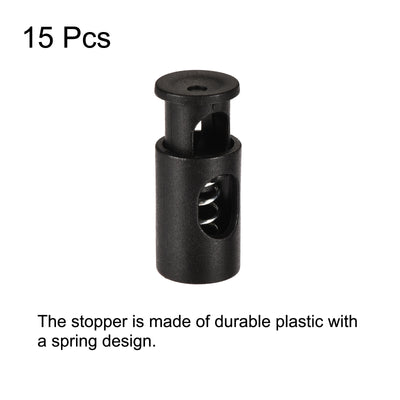 Harfington Garden Flag Stoppers, Plastic Spring Stops Anti-Wind Accessories for Yard Flag Stand Poles, Black Pack of 15