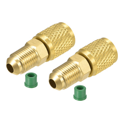 Harfington Brass Straight Fitting 5/16SAE Male to 1/4SAE Female Thread Reducing Pipe Fittings Adapter, Pack of 2