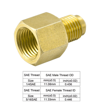 Harfington Brass Straight Fitting 1/4SAE Male to 5/16SAE Female Thread Reducing Pipe Fittings Tank Adapter, Pack of 2