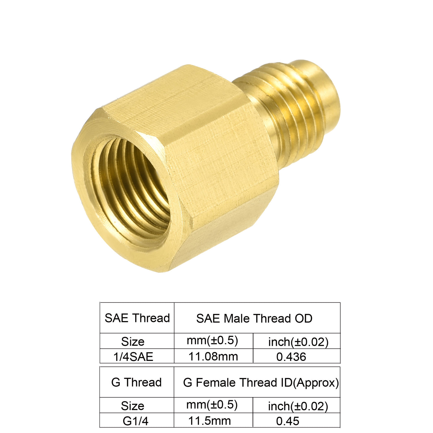Harfington Brass Straight Fitting 1/4SAE Male to G1/4 Female Thread Reducing Pipe Fittings Tank Adapter, Pack of 2
