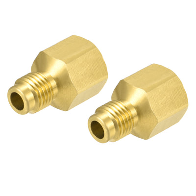 Harfington Brass Straight Fitting 1/4SAE Male to G1/4 Female Thread Reducing Pipe Fittings Tank Adapter, Pack of 2