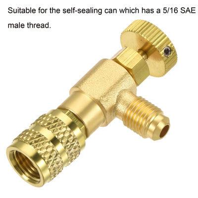 Harfington Charging Valve 1/4 SAE Male to 5/16 SAE Female Thread Adapter Shut-off Flow Control for HVAC Refrigeration Refill