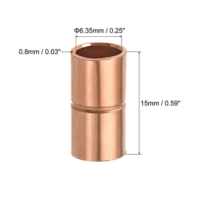 Harfington Copper Pipe Coupling 6.35mm Straight Connecting Adapter Joint for Plumbing