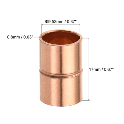 Harfington Copper Pipe Coupling 9.52mm Straight Connecting Adapter Joint for Plumbing 2Pcs