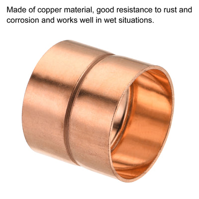 Harfington Copper Pipe Coupling 35mm Straight Connecting Adapter Joint for Plumbing
