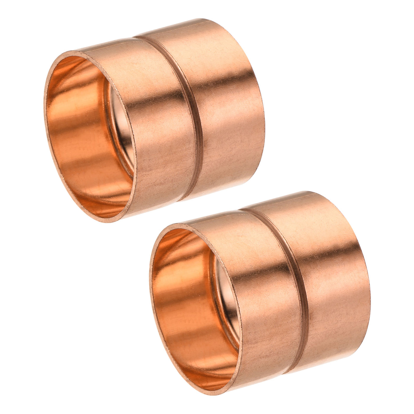 Harfington Copper Pipe Coupling 35mm Straight Connecting Adapter Joint for Plumbing 2Pcs