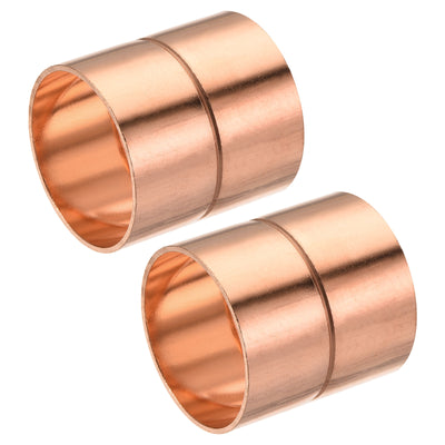Harfington Copper Pipe Coupling 38mm Straight Connecting Adapter Joint for Plumbing 2Pcs