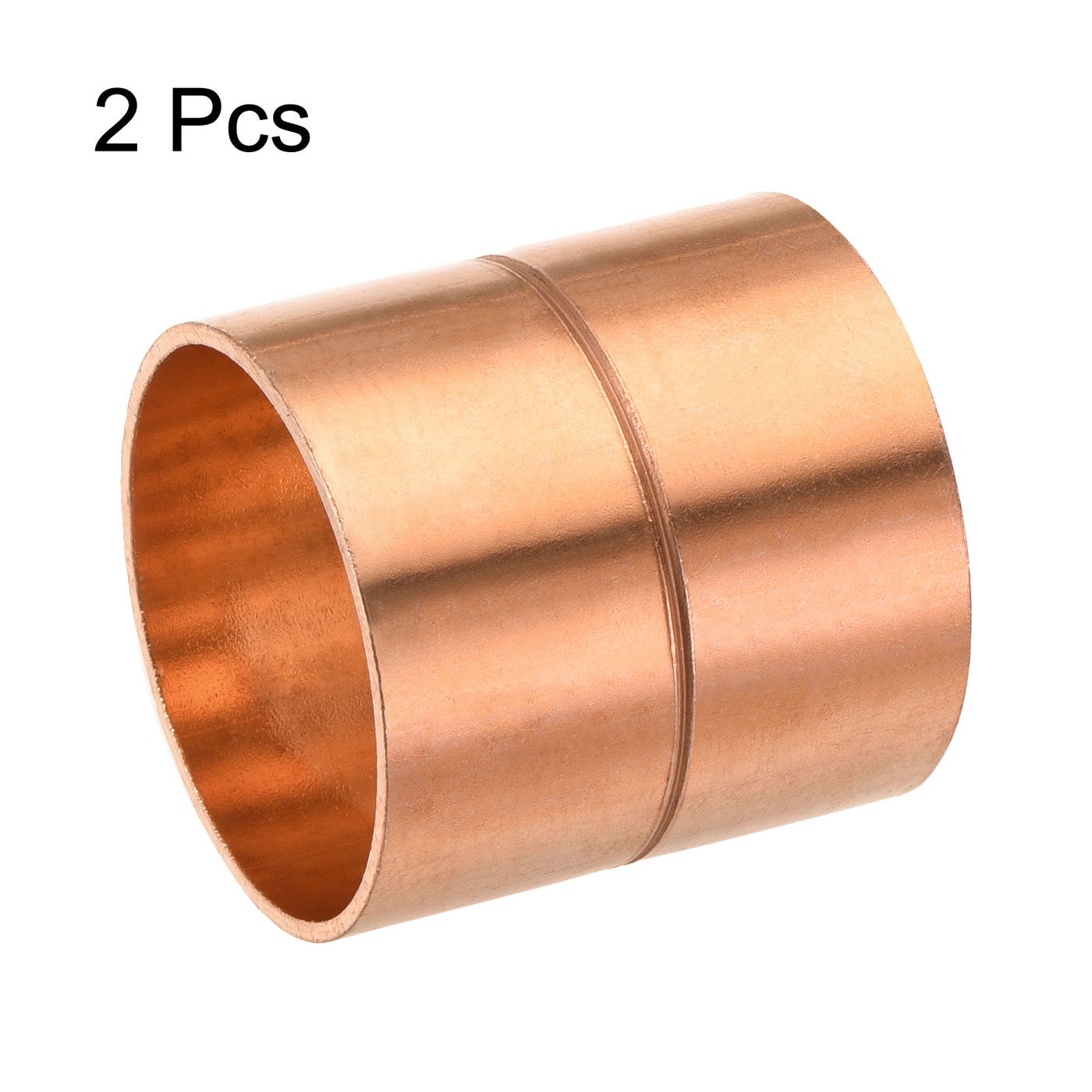 Harfington Copper Pipe Coupling 42mm Straight Connecting Adapter Joint for Plumbing 2Pcs