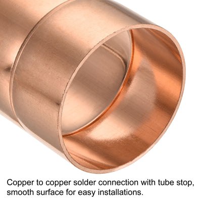 Harfington Copper Pipe Coupling 50mm Straight Connecting Adapter Joint for Plumbing
