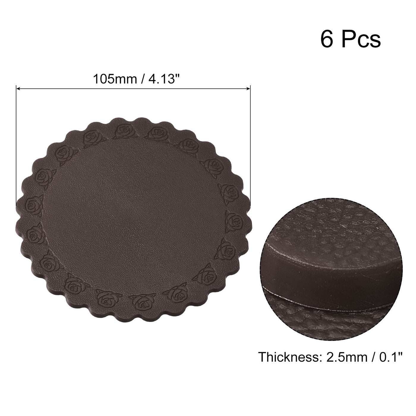 uxcell Uxcell 105mm(4.13") Round Coasters Soft PVC Cup Mat Pad for Tableware Coffee 6pcs