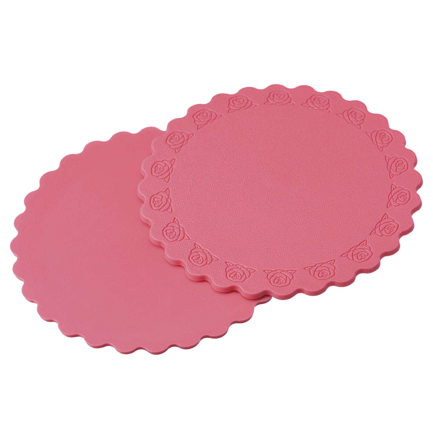 uxcell Uxcell 105mm(4.13") Round Coasters Soft PVC Cup Mat Pad for Tableware Pink 4pcs