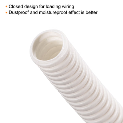 Harfington Wire Loom Tubing Corrugated Pipe Conduit, 16M/52.5ft Length 10x13mm White for Wire Cable