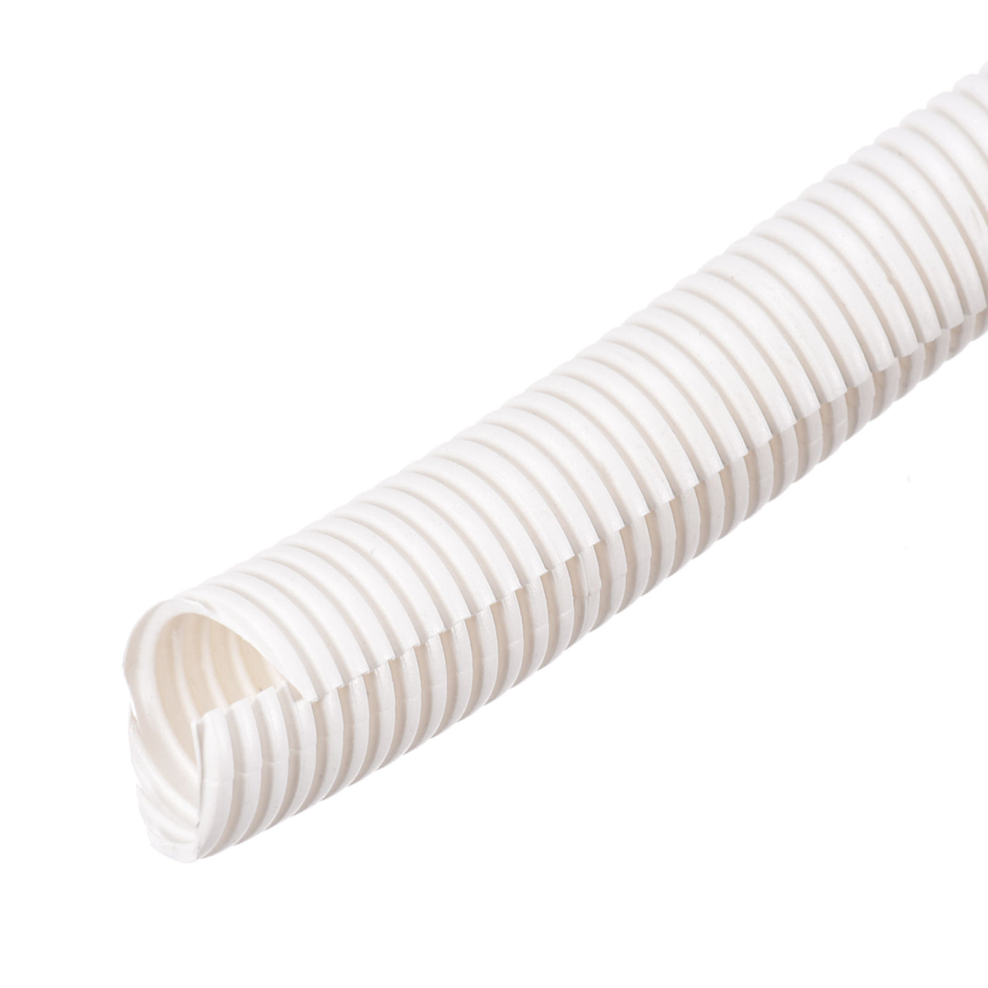 Harfington Split Wire Loom Tubing PE Corrugated Pipe Conduit 10ft Length 29x34.5mm White for Wire Cable