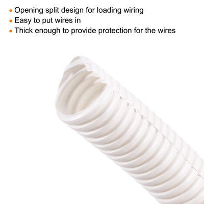 Harfington Split Wire Loom Tubing PE Corrugated Pipe Conduit 16M/52.5ft Length 20x25mm White for Wire Cable