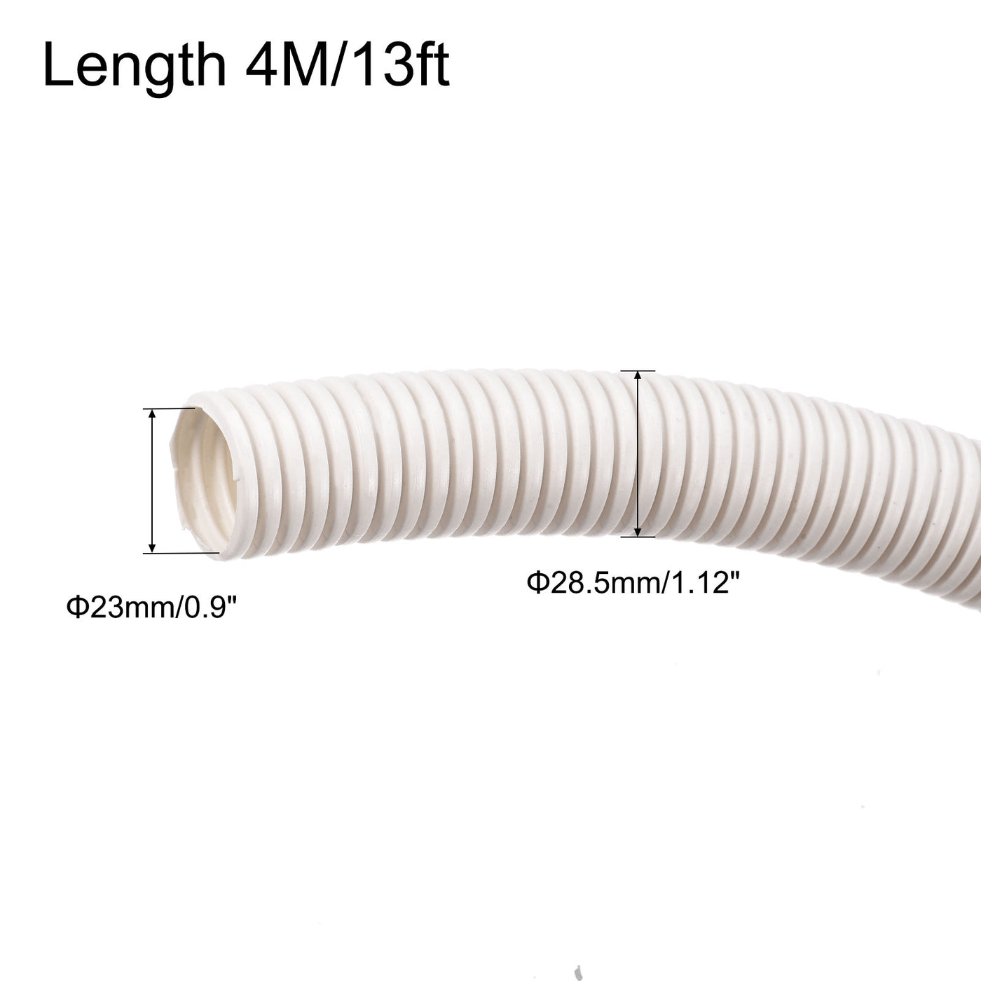 Harfington Wire Loom Tubing Corrugated Pipe Conduit, 4M/13ft Length 23x28.5mm White for Wire Cable