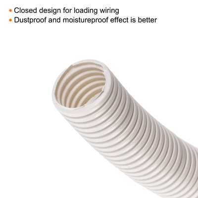 Harfington Wire Loom Tubing Corrugated Pipe Conduit, 8M/26ft Length 23x28.5mm White for Wire Cable
