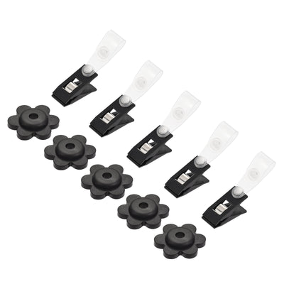 Harfington Garden Flag Rubber Stoppers Flower Shape and Anti-Wind Clips Accessories Kit for Yard Flag Stand Poles, Black 10in 1 Set
