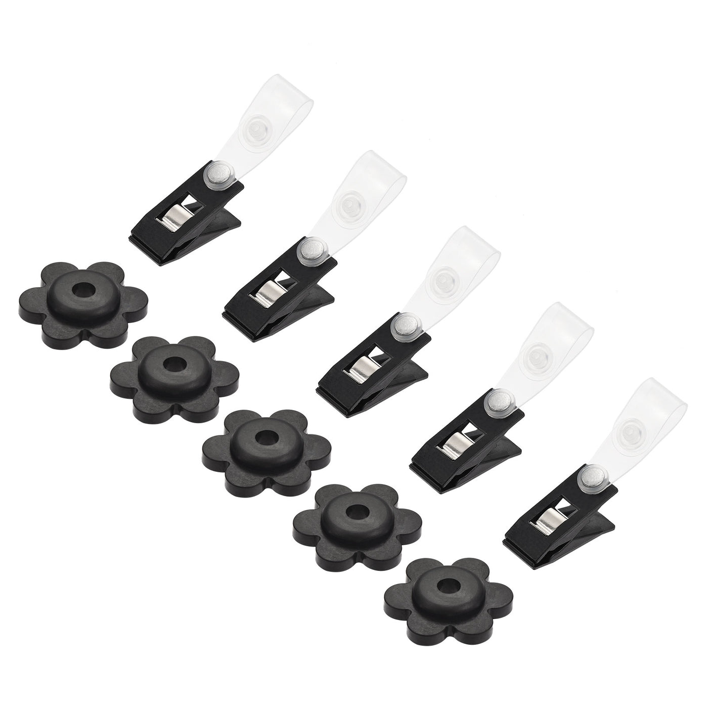 Harfington Garden Flag Rubber Stoppers Flower Shape and Anti-Wind Clips Accessories Kit for Yard Flag Stand Poles, Black 20in 1 Set
