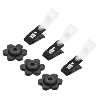 Harfington Garden Flag Rubber Stoppers Flower Shape and Anti-Wind Clips Accessories Kit for Yard Flag Stand Poles, Black 6in 1 Set