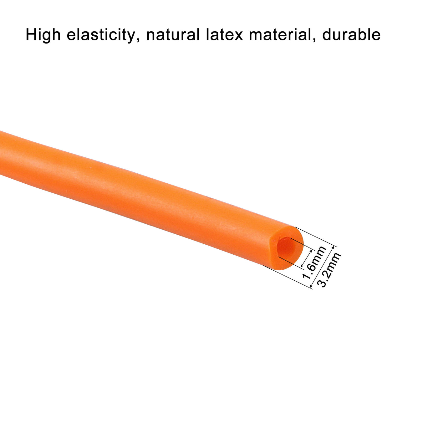 Harfington Natural Latex Rubber Tubing 1.6mm ID 3.2mm OD 16ft Orange Highly Elastic
