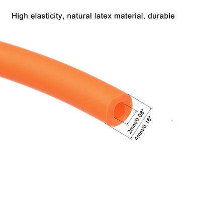 Harfington Natural Latex Rubber Tubing 2mm ID 4mm OD 5m Orange Highly Elastic