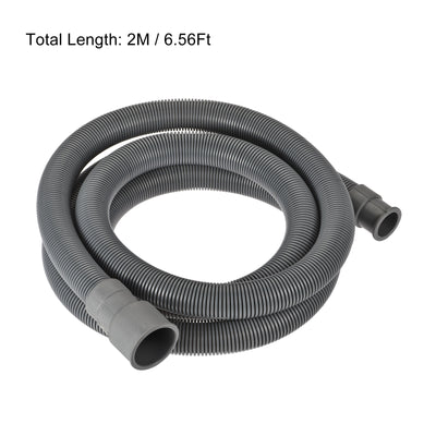 Harfington Washing Machine Drain Hose, 32mm Inner Dia 2M Length Flexible Pipe Extension Gray