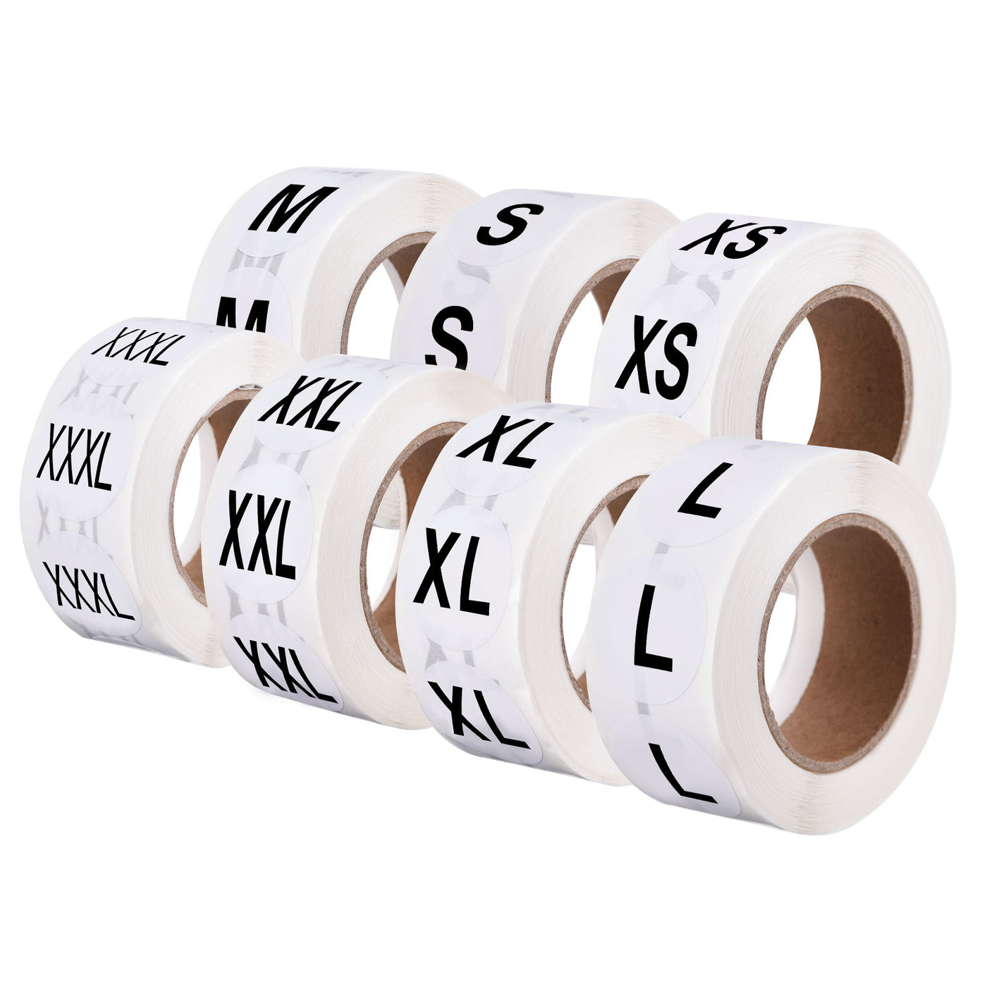 Harfington Clothing XS/S/M/L/XL/XXL/XXXL Size Sticker Label Coding Label 25mm/1inch Dia 7 Roll 3500 Round Adhesive Labels for Clothes Apparel