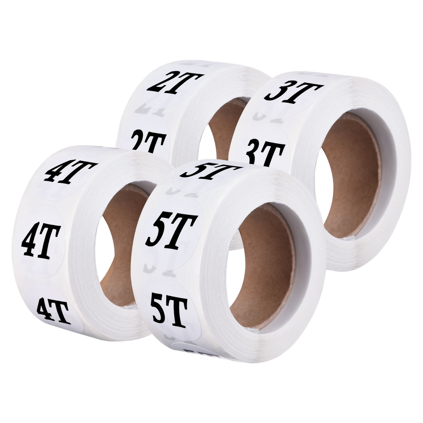 Harfington Clothing 2T/3T/4T/5T Size Sticker Label Coding Label 25mm/1inch Dia 4 Roll 2000 Round Labels for Retail Clothes Apparel