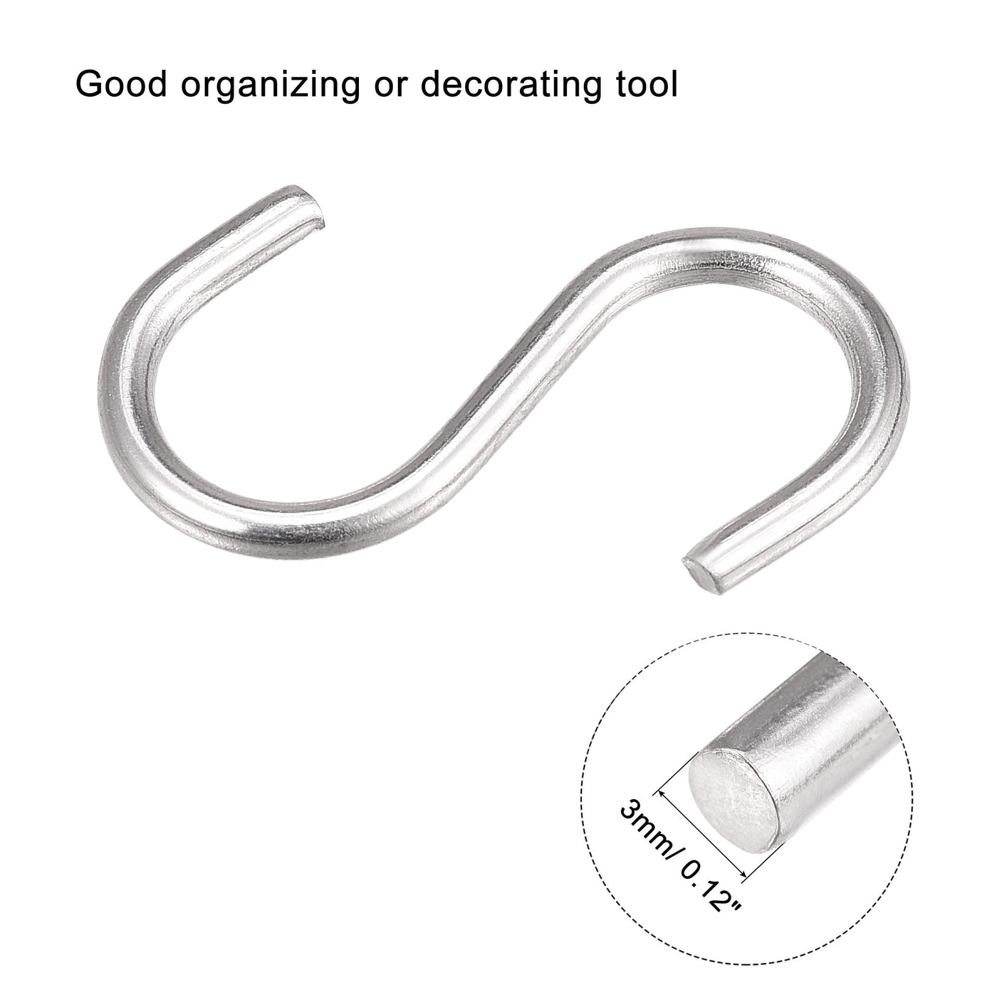 uxcell Uxcell S Hooks Stainless Steel Hangers for Hanging Objects in Kitchen, Garden, Bathroom, Garage
