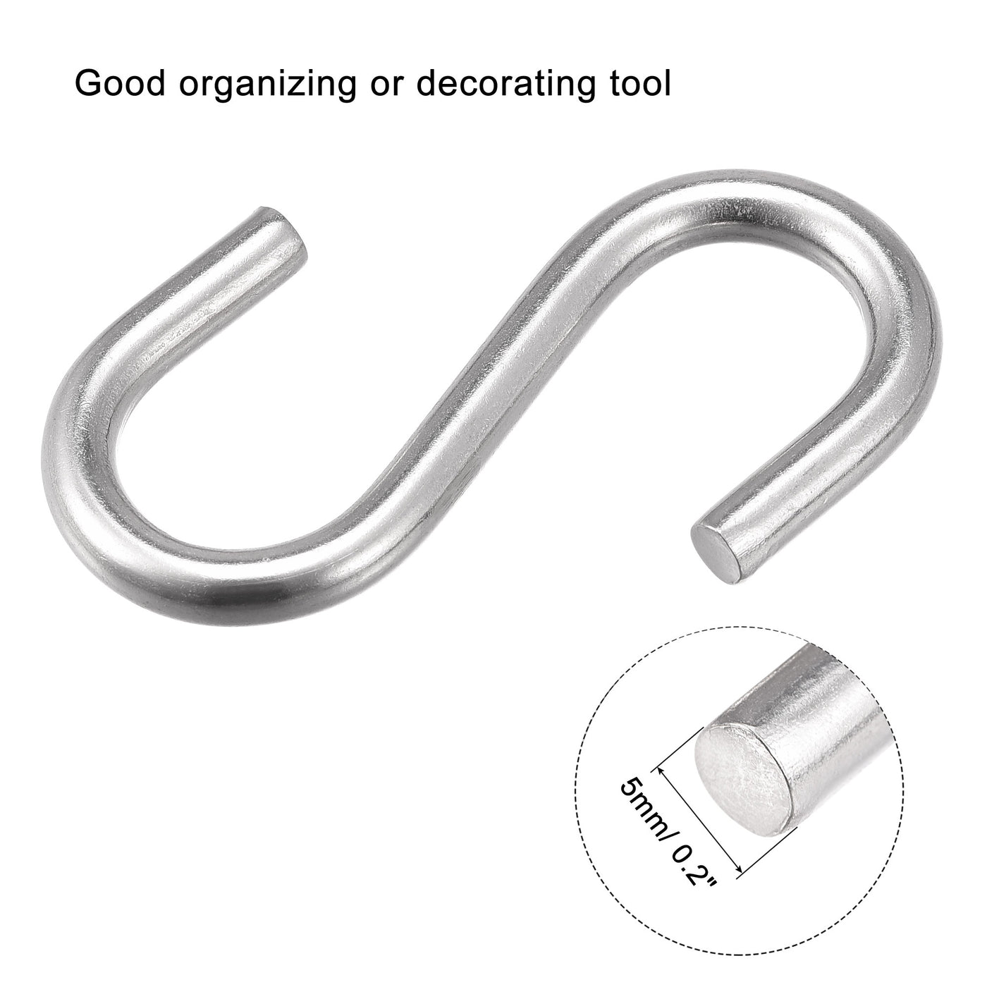 uxcell Uxcell S Hooks 2.28" Long Stainless Steel Hanger for Hanging Objects in Kitchen, Garden, Bathroom, Garage 15Pcs