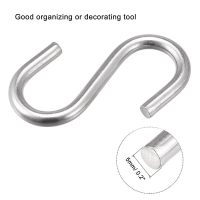 Harfington Uxcell S Hooks Stainless Steel Hangers for Hanging Objects in Kitchen, Garden, Bathroom, Garage