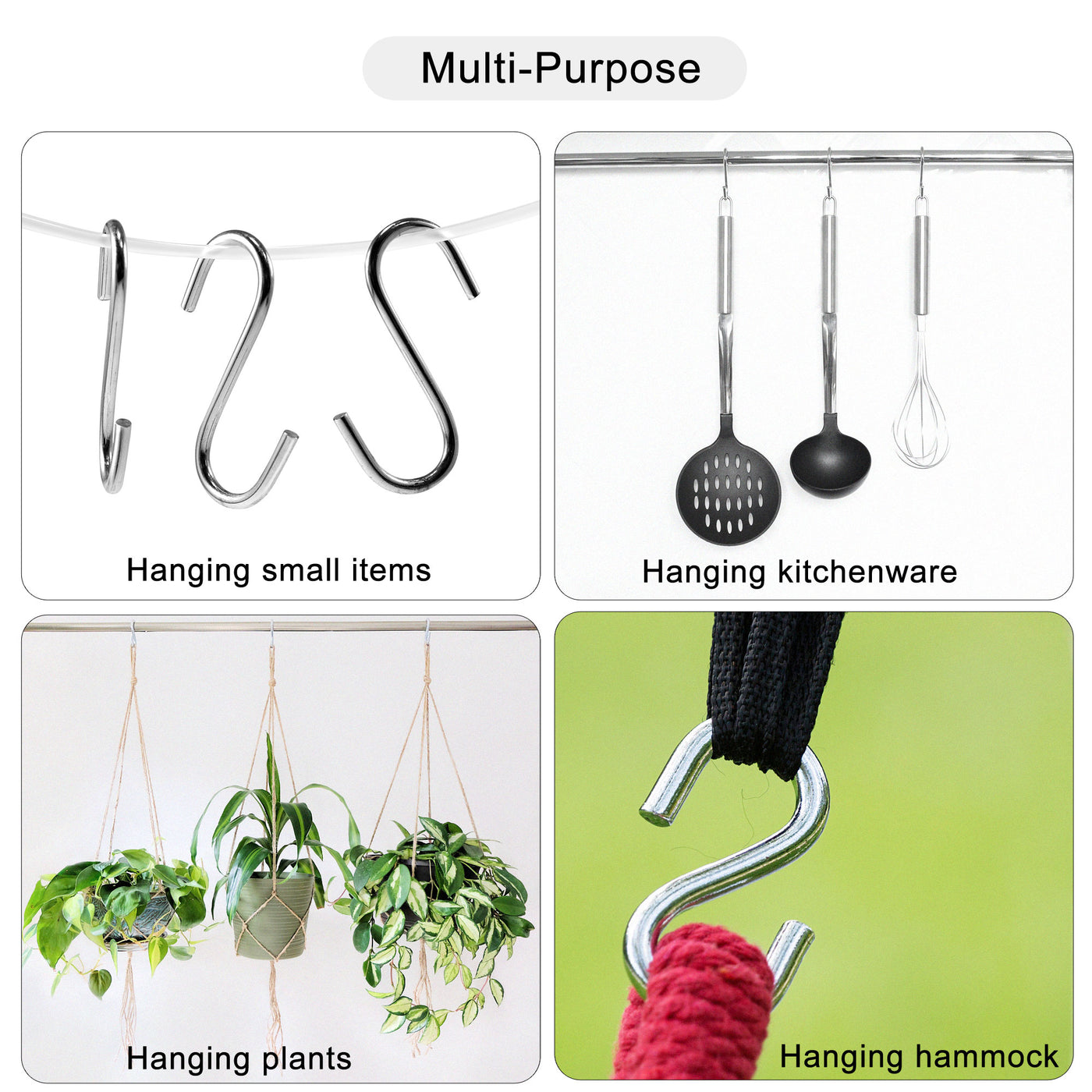 Harfington S-Hooks, Stainless Steel Hangers for Hanging Objects in Kitchen, Garden, Bathroom, Garage