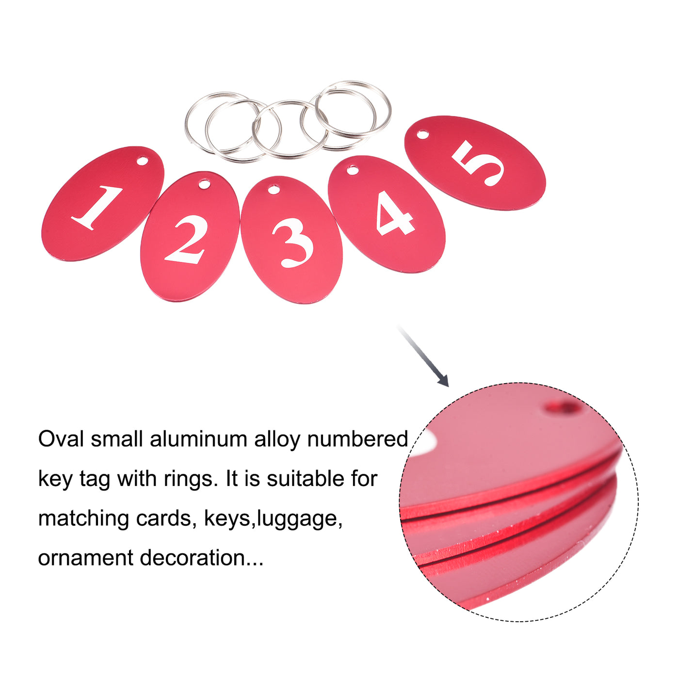 Harfington Metal Number Tags Key Tag with Ring, Numbered Oval ID Tag for Decoration