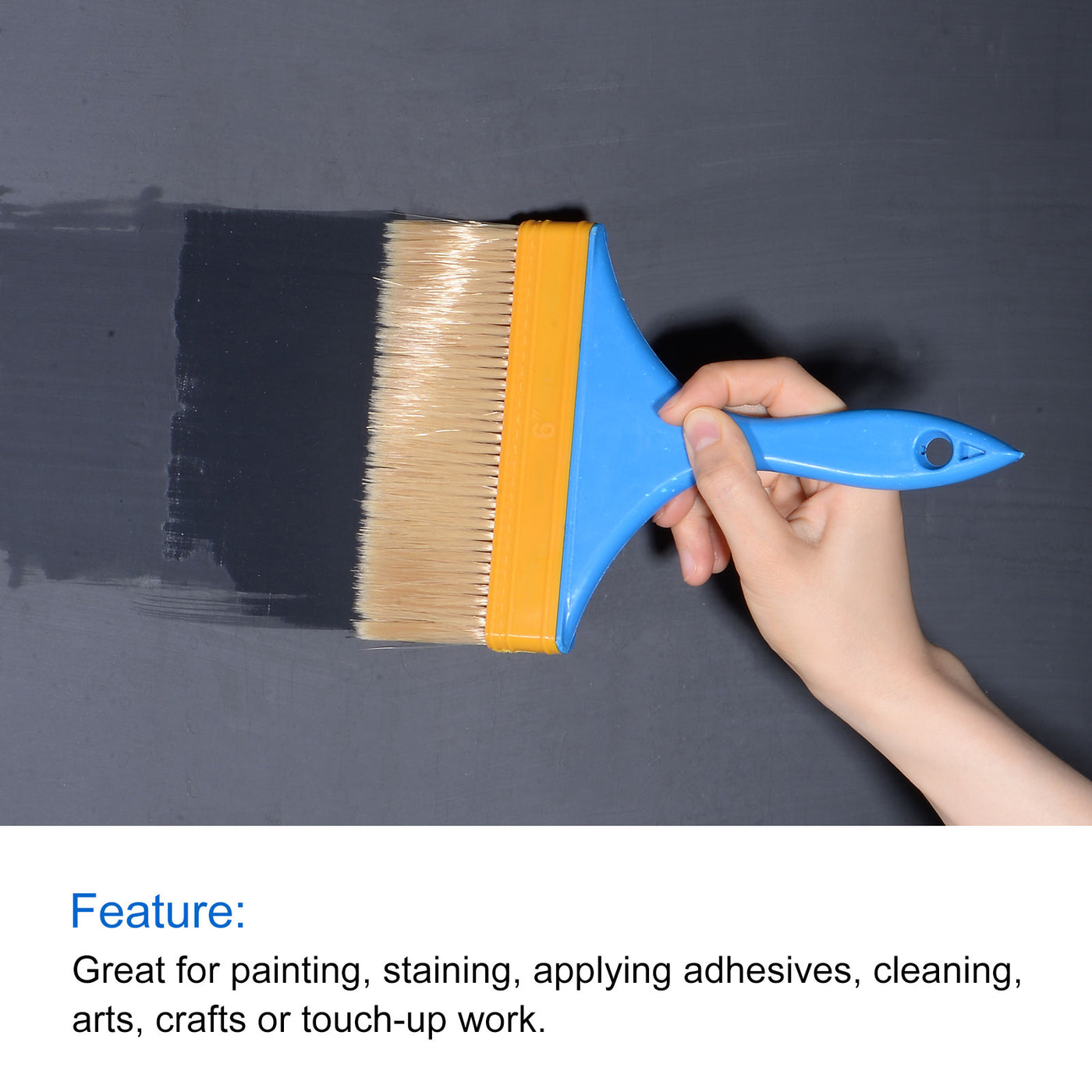 uxcell Uxcell 6" Paint Brush 0.35" Thick Soft Nylon Bristle with PP Handle Paintbrush for Wall