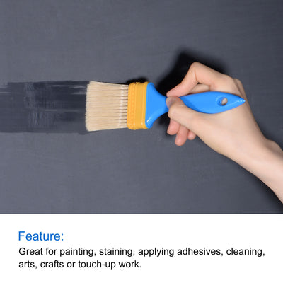 Harfington Uxcell 2" Paint Brush 0.35" Thick Soft Nylon Bristle with PP Handle Paintbrush 5Pcs