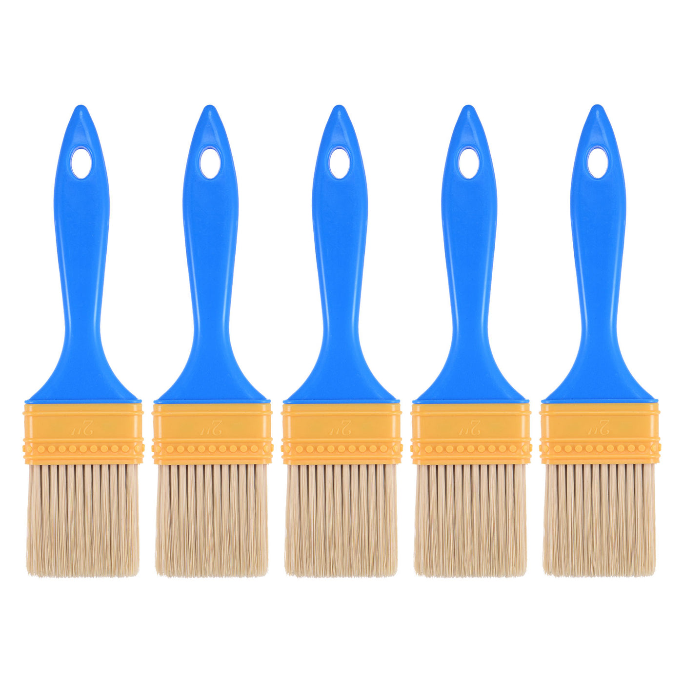 uxcell Uxcell 2" Paint Brush 0.35" Thick Soft Nylon Bristle with PP Handle Paintbrush 5Pcs