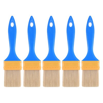 Harfington Uxcell 2" Paint Brush 0.35" Thick Soft Nylon Bristle with PP Handle Paintbrush 5Pcs