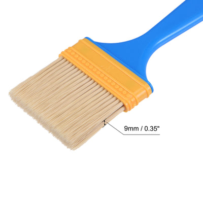Harfington Uxcell 3" Paint Brush 0.35" Thick Soft Nylon Bristle with PP Handle Paintbrush 5Pcs