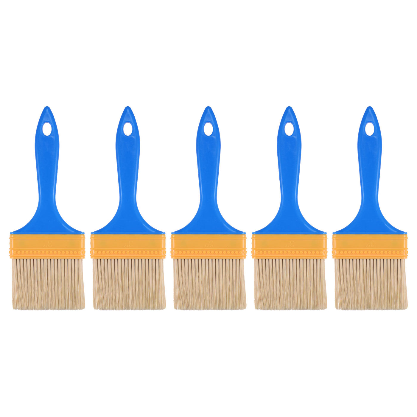 uxcell Uxcell 3" Paint Brush 0.35" Thick Soft Nylon Bristle with PP Handle Paintbrush 5Pcs