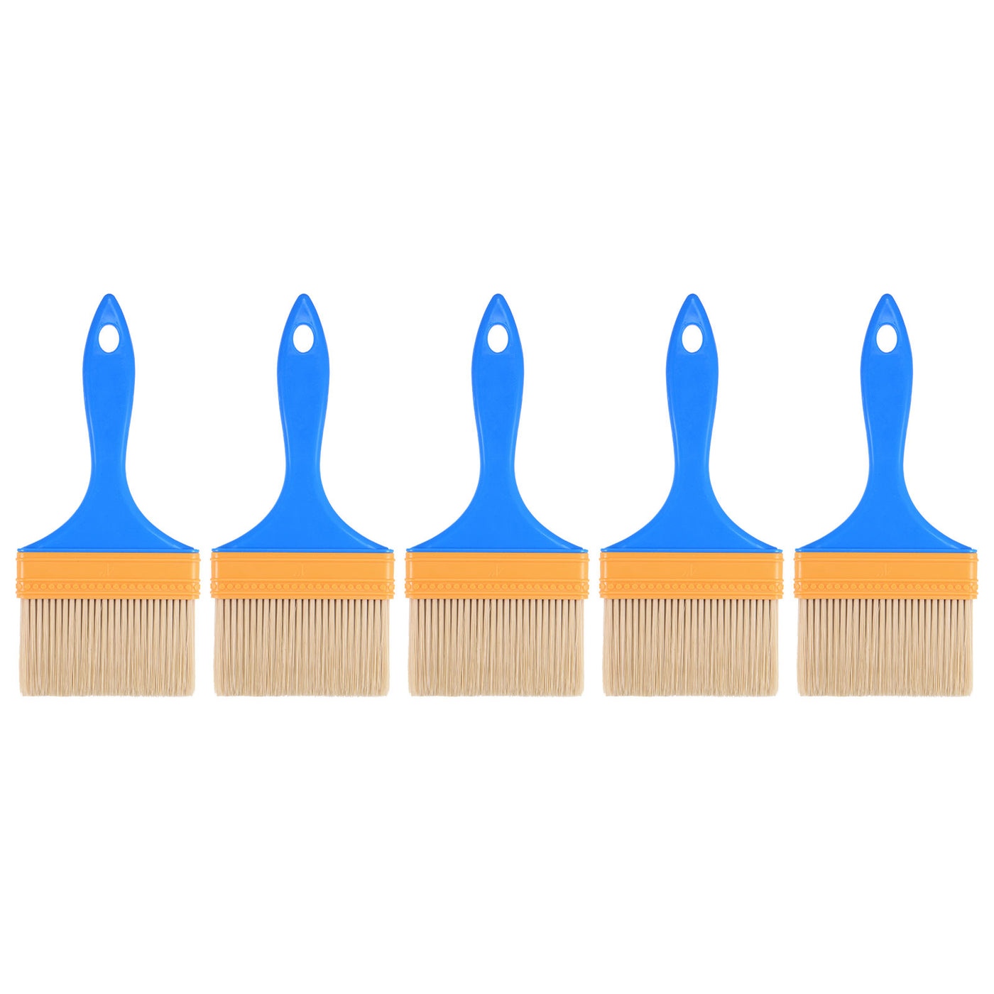 uxcell Uxcell 4" Paint Brush 0.35" Thick Soft Nylon Bristle with PP Handle Paintbrush 5Pcs