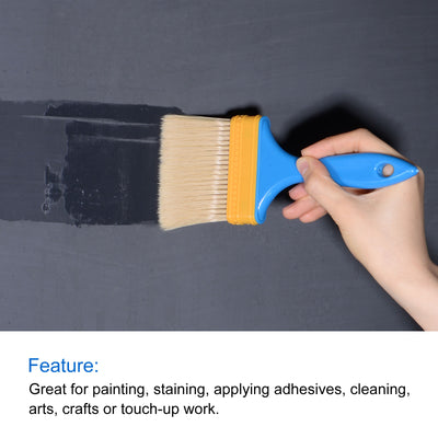 Harfington Uxcell 3" Paint Brush 0.35" Thick Soft Nylon Bristle with PP Handle Paintbrush 10Pcs
