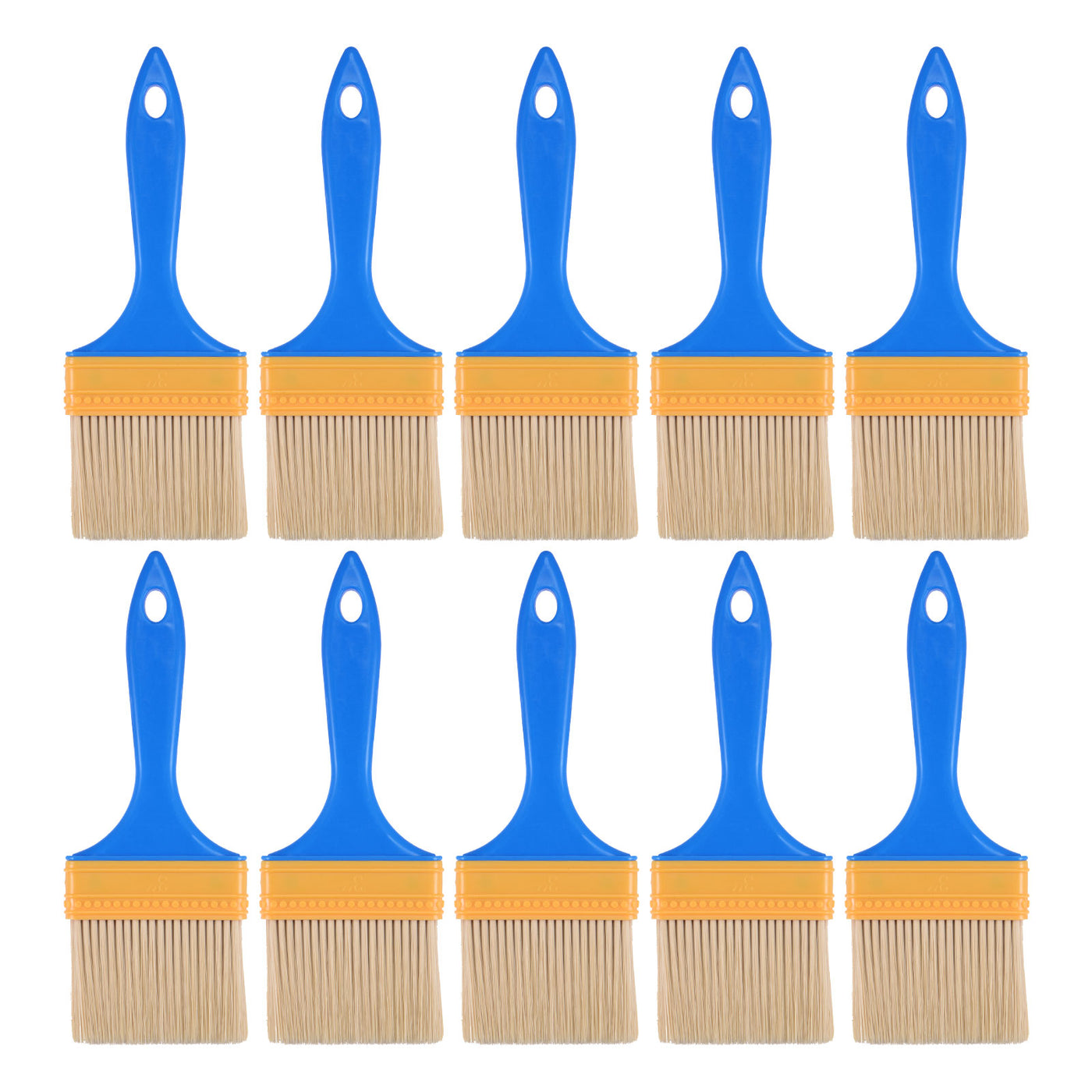 uxcell Uxcell 3" Paint Brush 0.35" Thick Soft Nylon Bristle with PP Handle Paintbrush 10Pcs