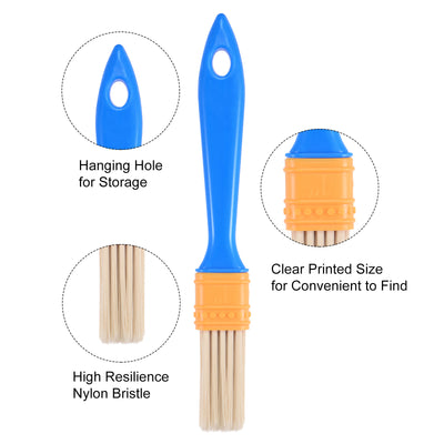 Harfington Uxcell Paint Brush 8in1 Set 0.35" Thick Soft Nylon Bristle with PP Handle Paintbrush