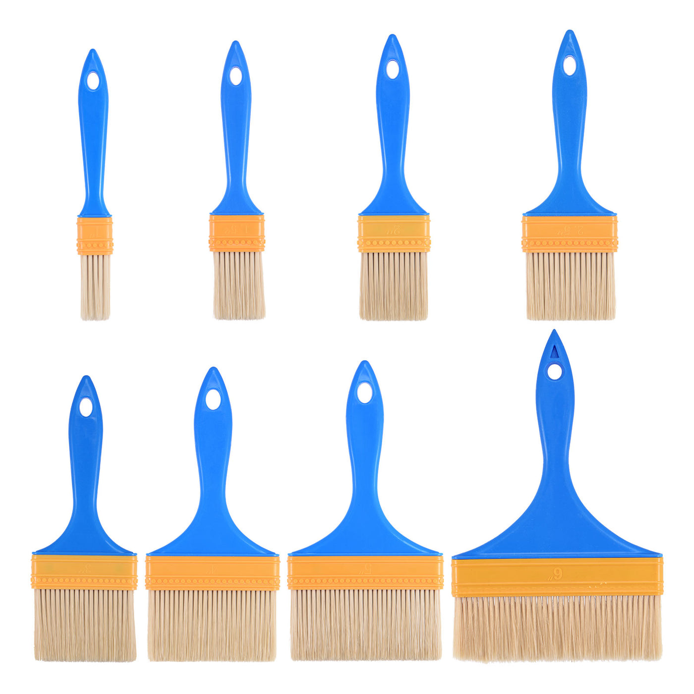 uxcell Uxcell Paint Brush 8in1 Set 0.35" Thick Soft Nylon Bristle with PP Handle Paintbrush