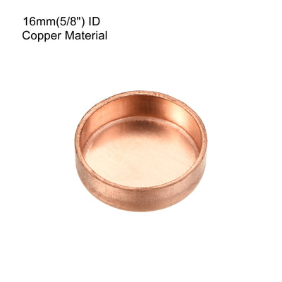 Harfington Copper End Cap Pipe Fitting Sweat Plug Connection 16mm(5/8") ID for Water Pipe Plumbing, Pack of 10