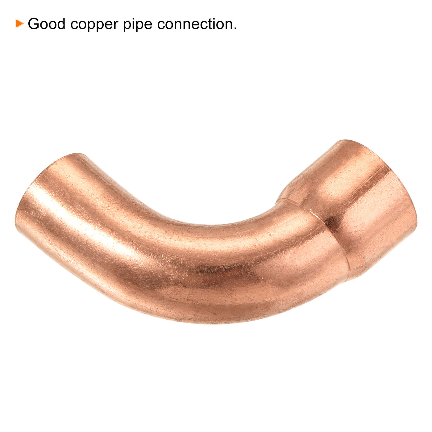 Harfington 90 Degrees Elbow Copper Pipe Fitting Short Turn Brazing Connection 1/2 Inch ID for HVAC Cooling Solar Equipment, Pack of 3