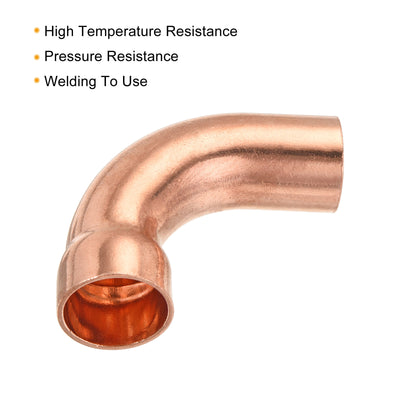 Harfington 90 Degrees Elbow Copper Pipe Fitting Short Turn Brazing Connection 5/8 Inch ID for HVAC Cooling Solar Equipment